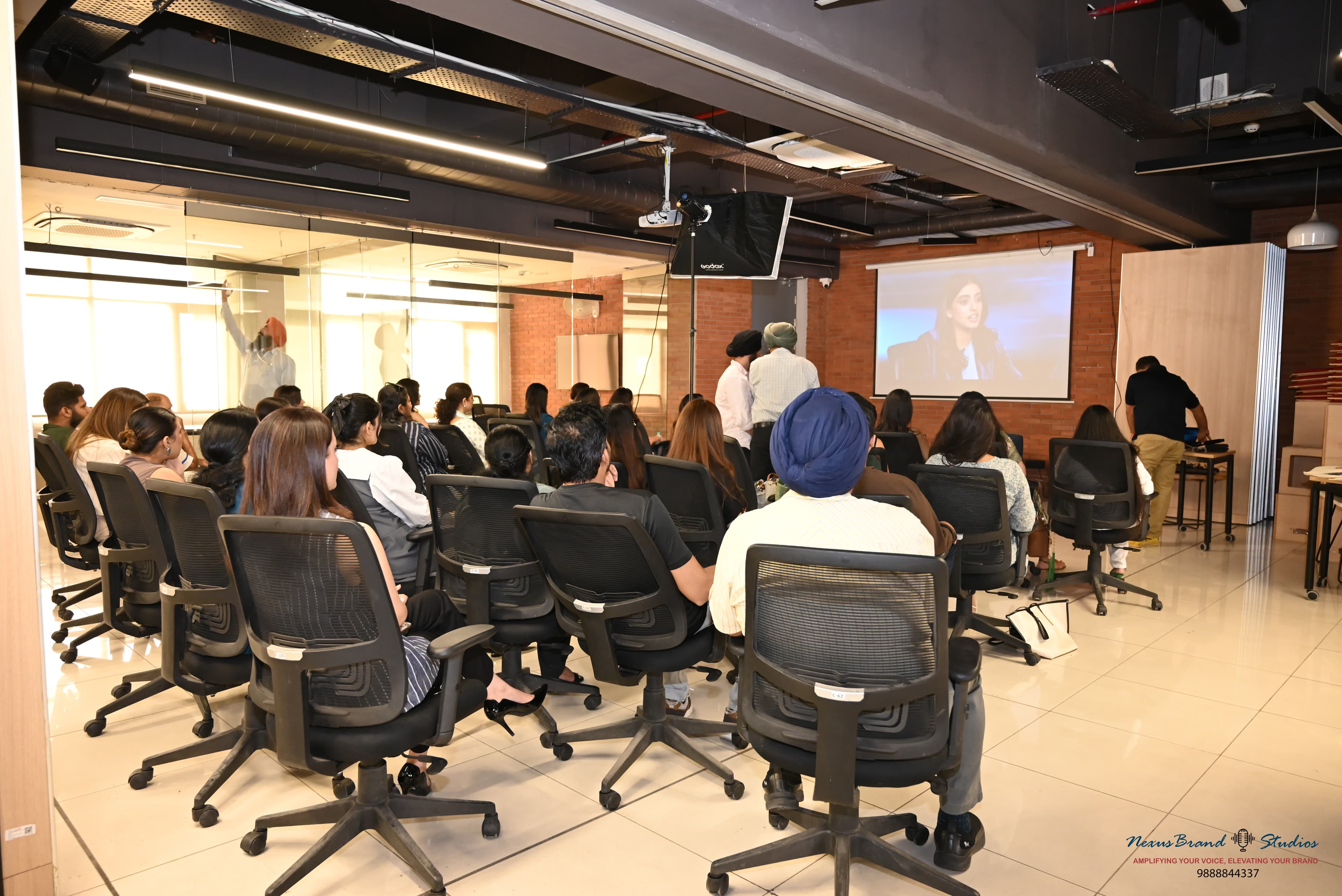 An audience listening to a session