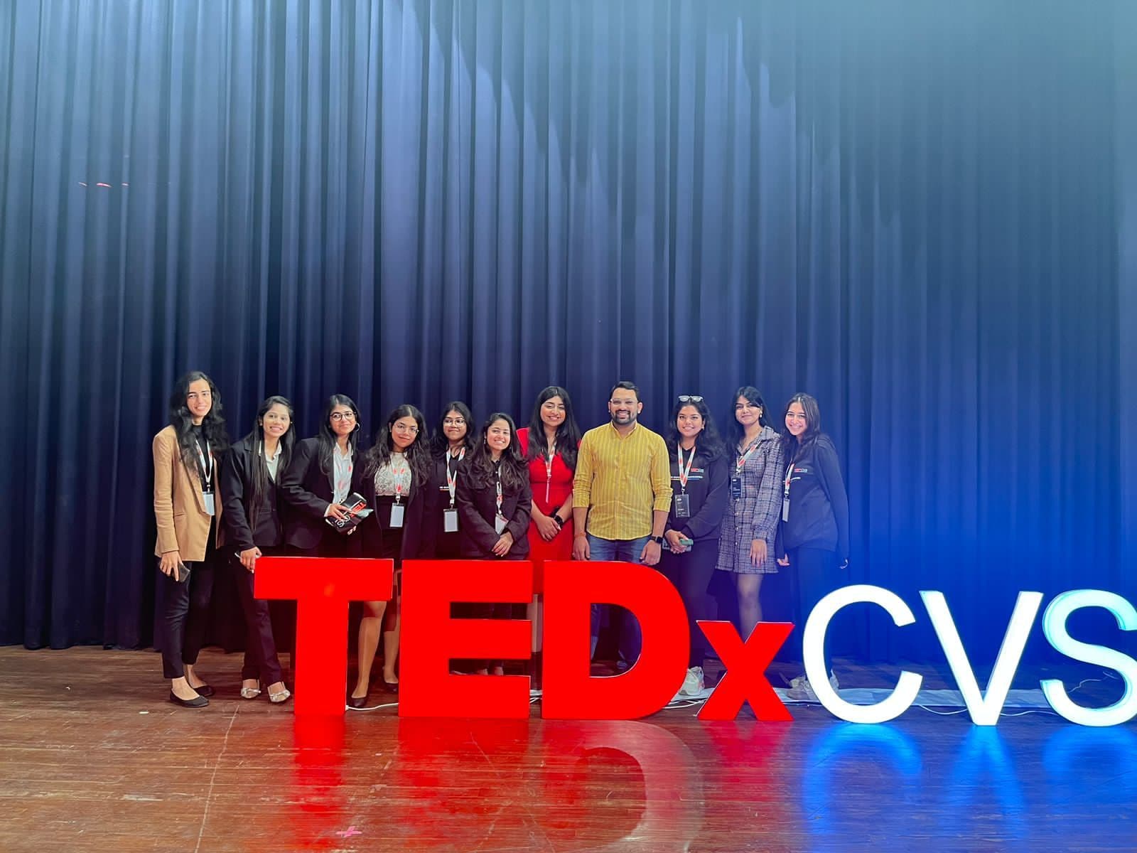 On the TEDxCVS stage with the organising team